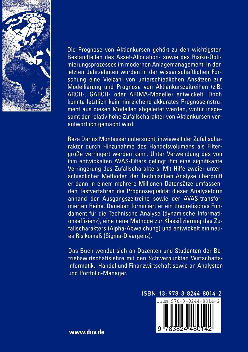 Rückseitencover Die Rolle des Volumens bei der Aktienkursprognose unter besonderer Berücksichtigung der AVAS-Transformation