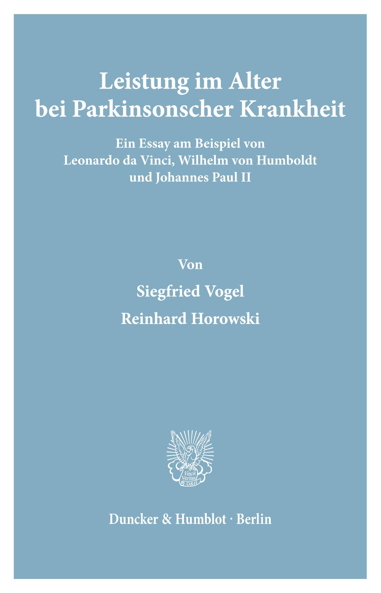 Vorderes Coverbild Leistung im Alter bei Parkinsonscher Krankheit.