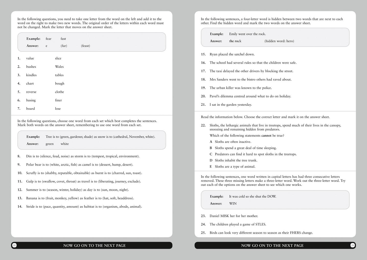 Beispielinhalt (Bild) 11+ Verbal Reasoning Practice Papers Book 2