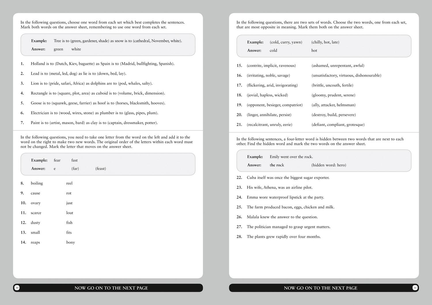 Beispielinhalt (Bild) 11+ Verbal Reasoning Practice Papers Book 2