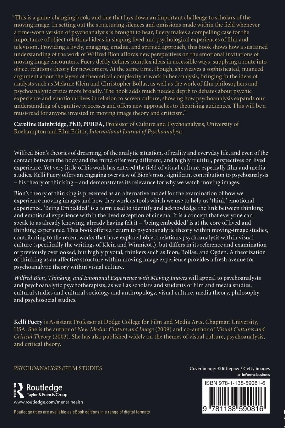 Rückseitencover Wilfred Bion, Thinking, and Emotional Experience with Moving Images