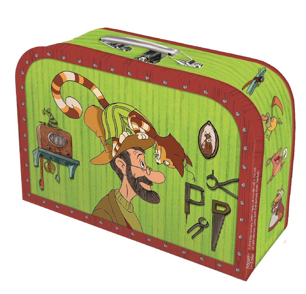 Vorderes Coverbild Pettersson und Findus Kinderkoffer klein, Pappkoffer, Koffer aus Pappe, Geschenk Verpackung, Gutschein Verpackung,Spielkoffer, Metallgriff und Metallhenkel, Reisekoffer Kinder