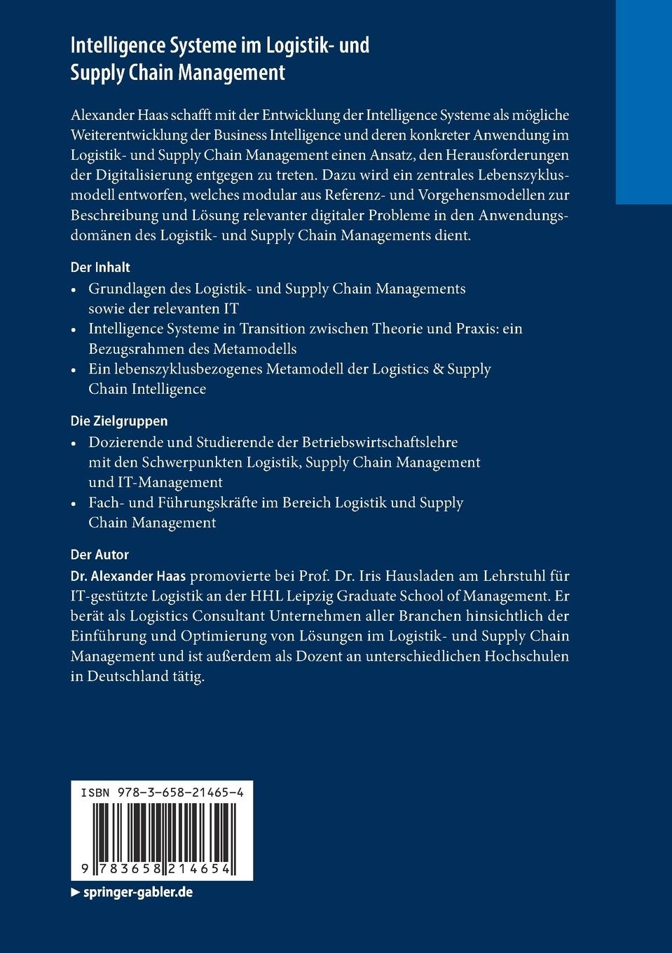 Rückseitencover Intelligence Systeme im Logistik- und Supply Chain Management