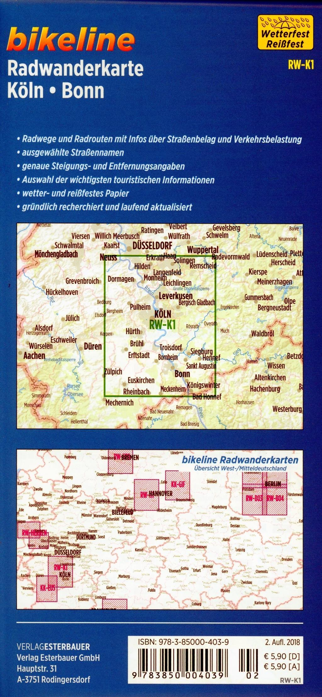 Beispielinhalt (Bild) Bikeline Radwanderkarte Köln / Bonn 1 : 60 000