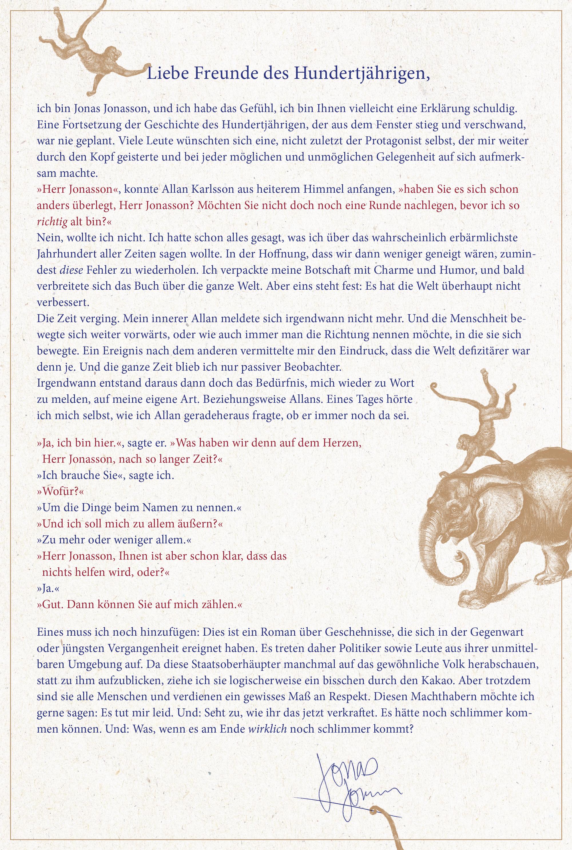 Beispielinhalt (Bild) Der Hundertjährige, der zurückkam, um die Welt zu retten