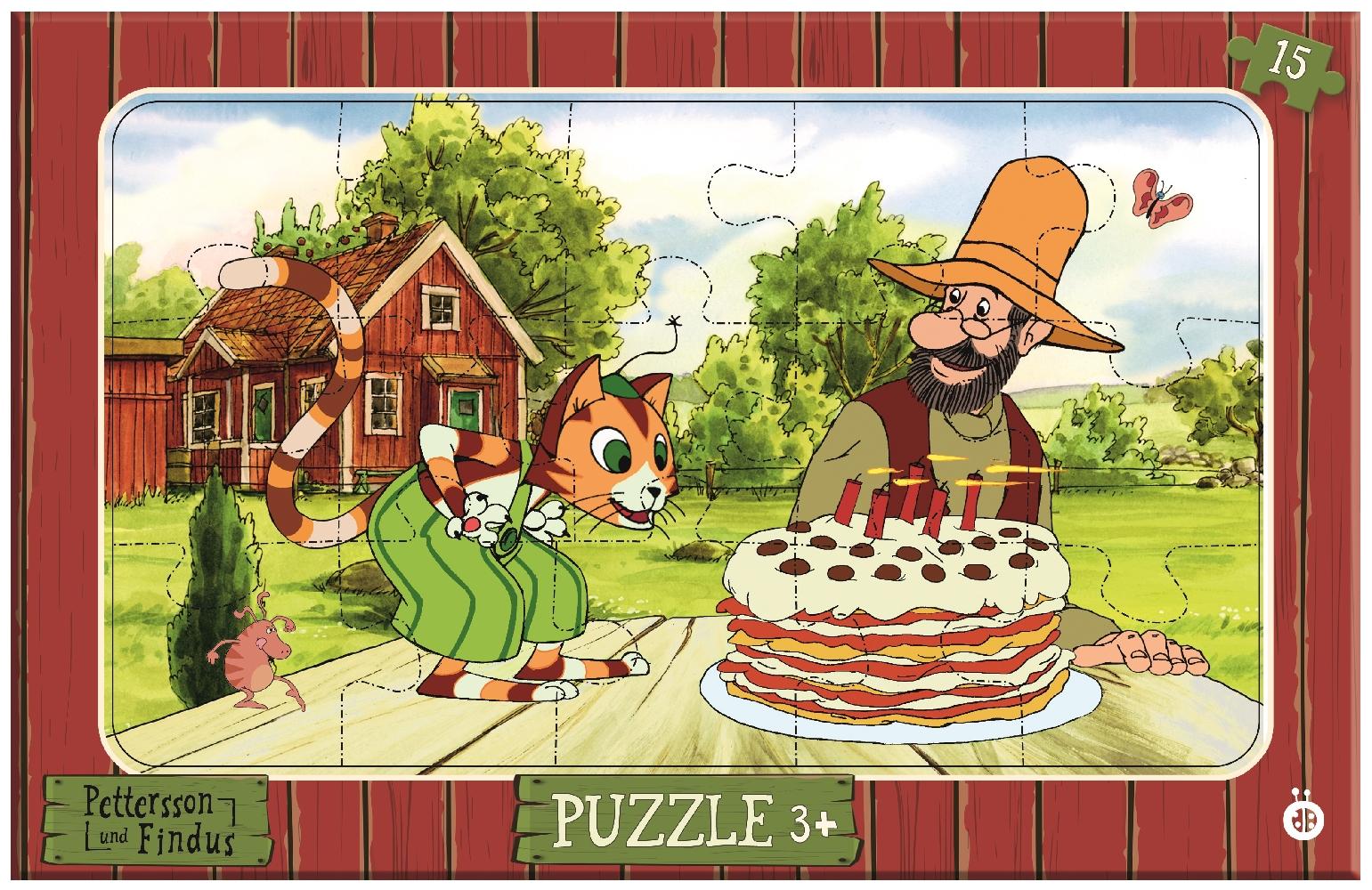 Vorderes Coverbild Rahmenpuzzle Pettersson und Findus 15-teilig