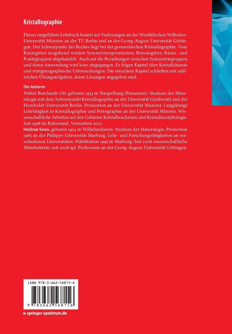 Rückseitencover Kristallographie