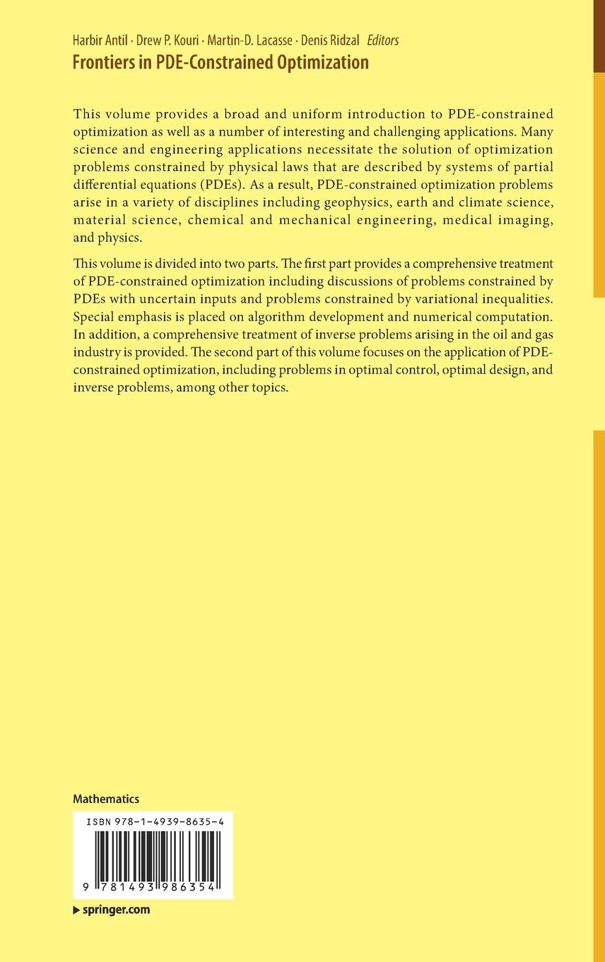 Rückseitencover Frontiers in PDE-Constrained Optimization