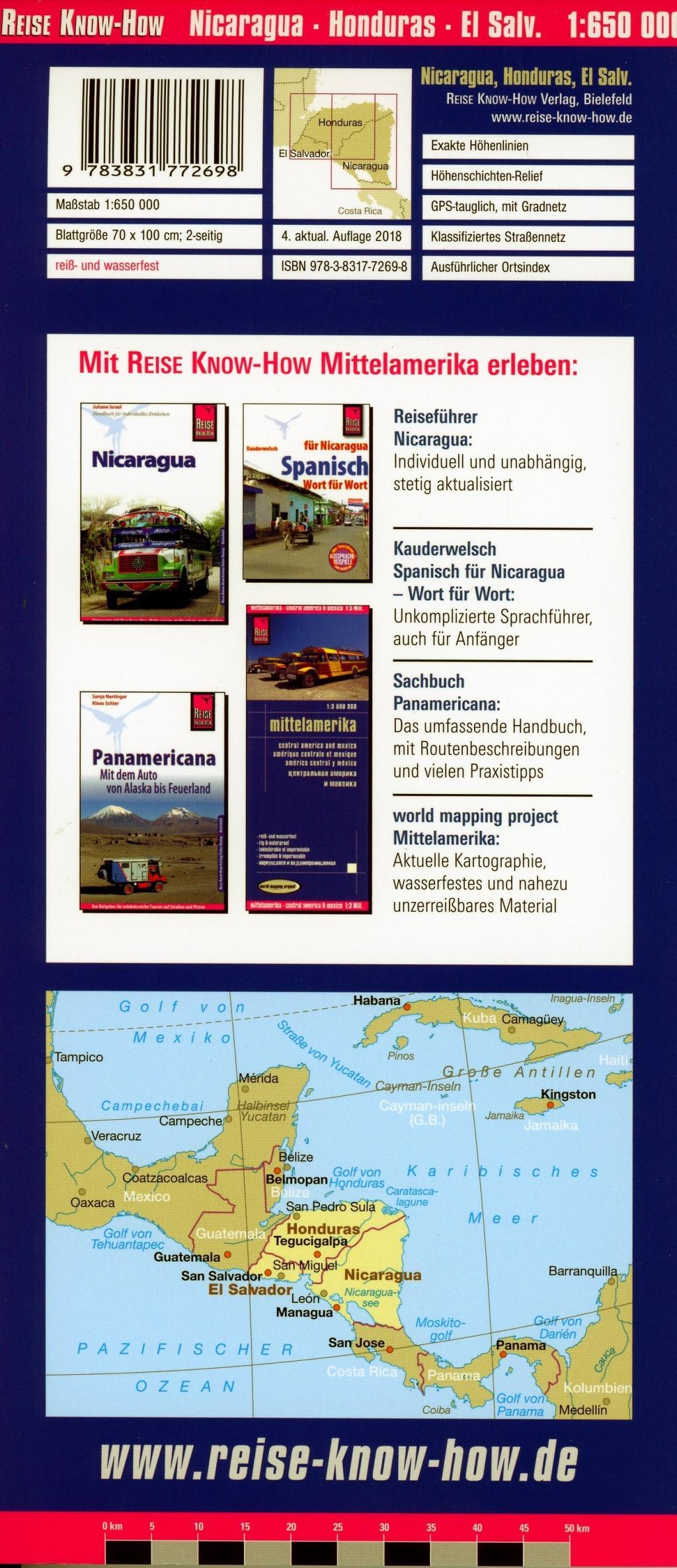 Beispielinhalt (Bild) Nicaragua, Honduras, El Salvador 1 : 650 000