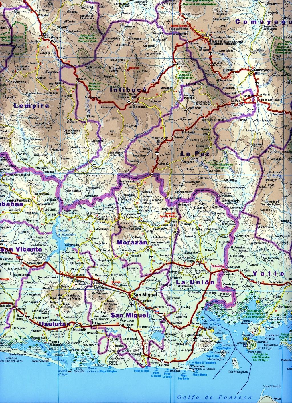 Beispielinhalt (Bild) Nicaragua, Honduras, El Salvador 1 : 650 000