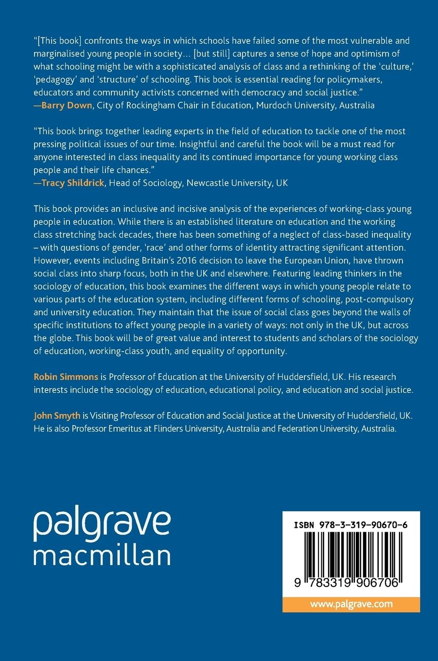 Rückseitencover Education and Working-Class Youth