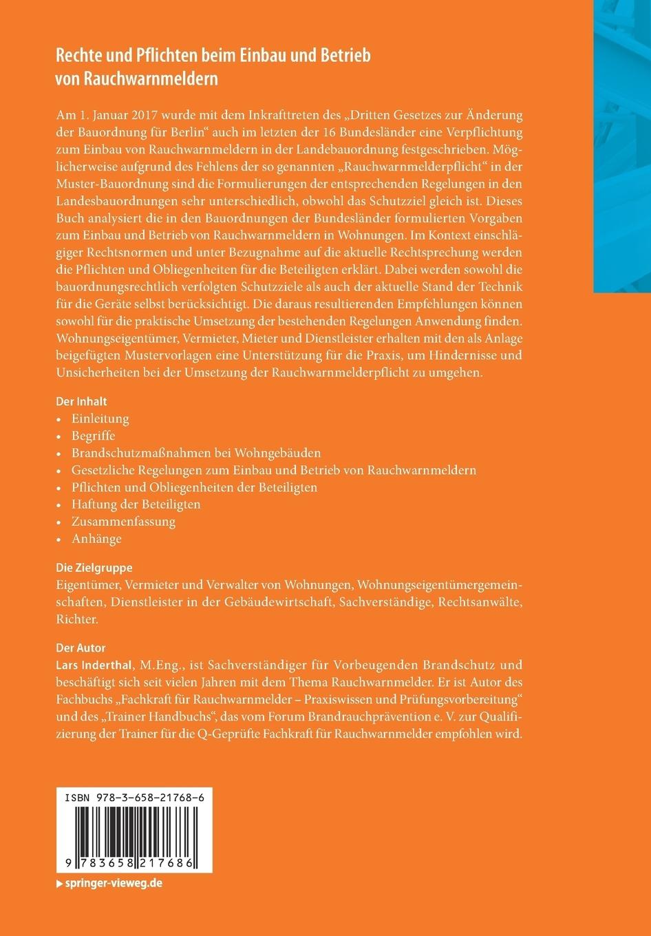 Rückseitencover Rechte und Pflichten beim Einbau und Betrieb von Rauchwarnmeldern