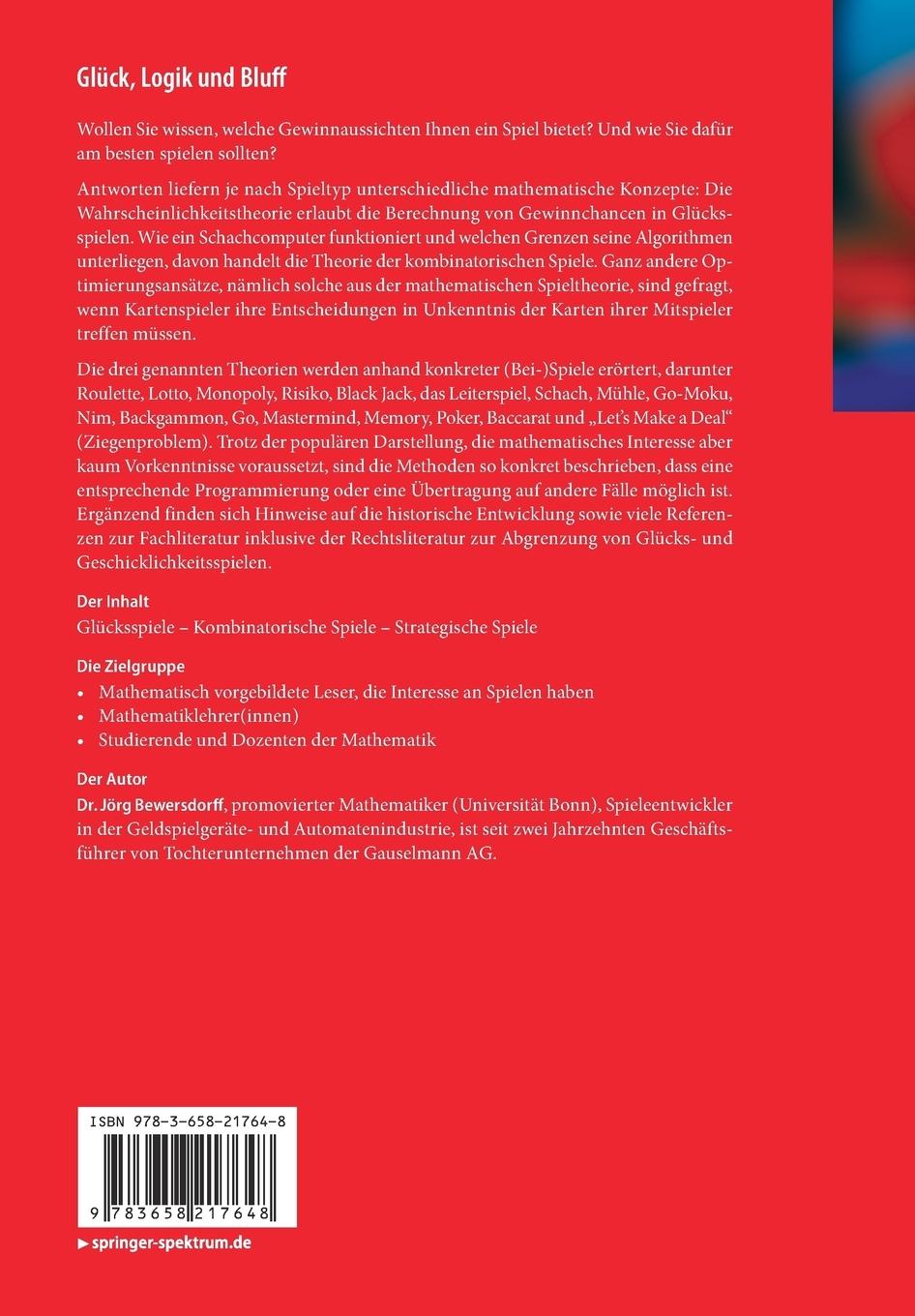 Rückseitencover Glück, Logik und Bluff