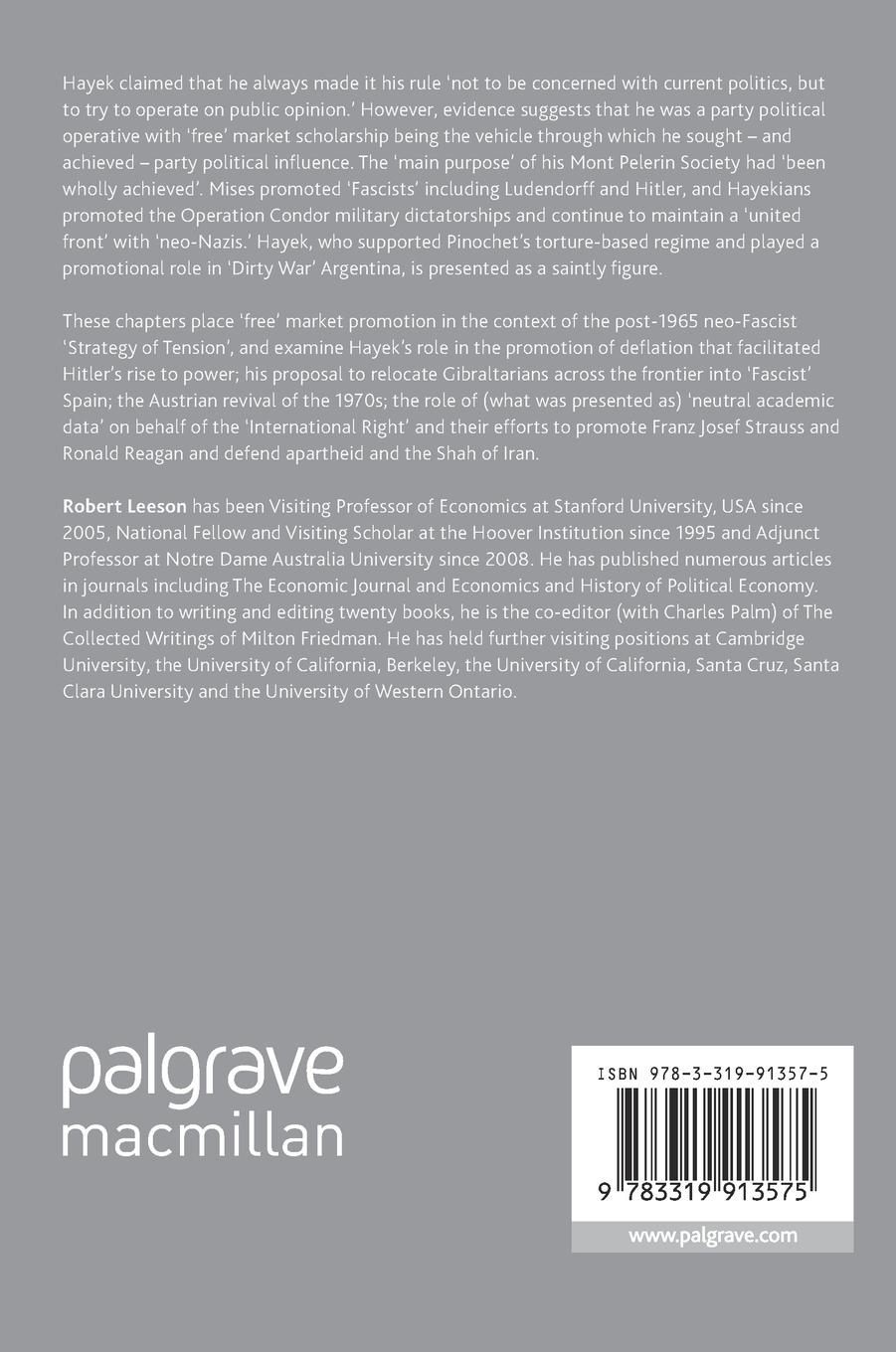 Rückseitencover Hayek: A Collaborative Biography