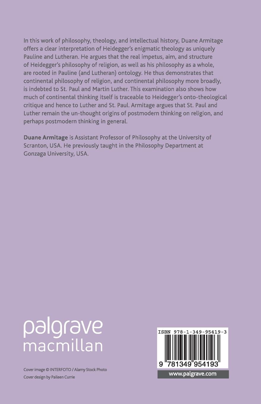 Rückseitencover Heidegger's Pauline and Lutheran Roots