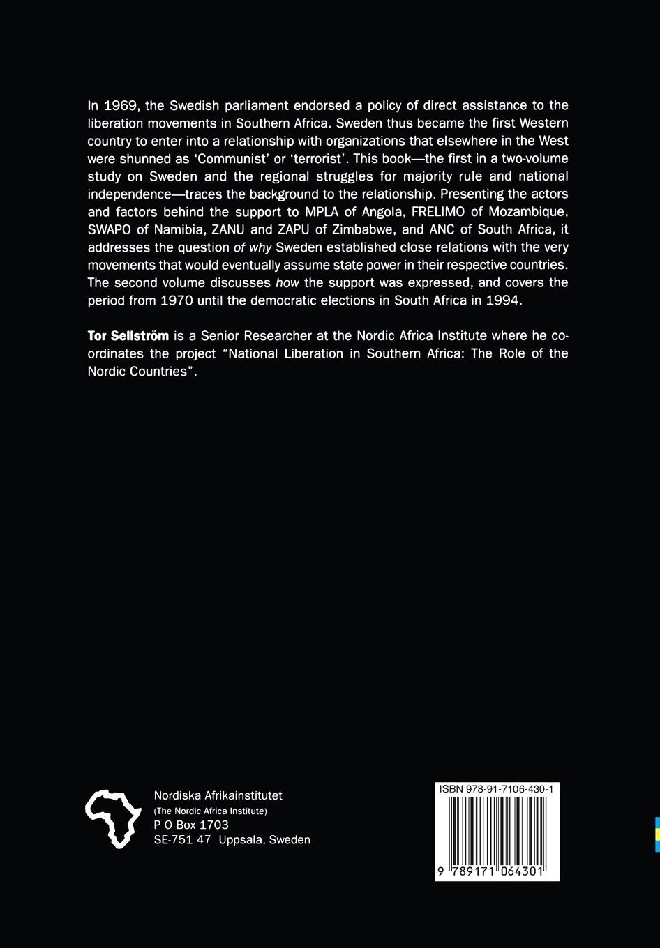 Rückseitencover Sweden and national liberation in Southern Africa. Vol. 1. Formation of a popular opinion (1950-1970)