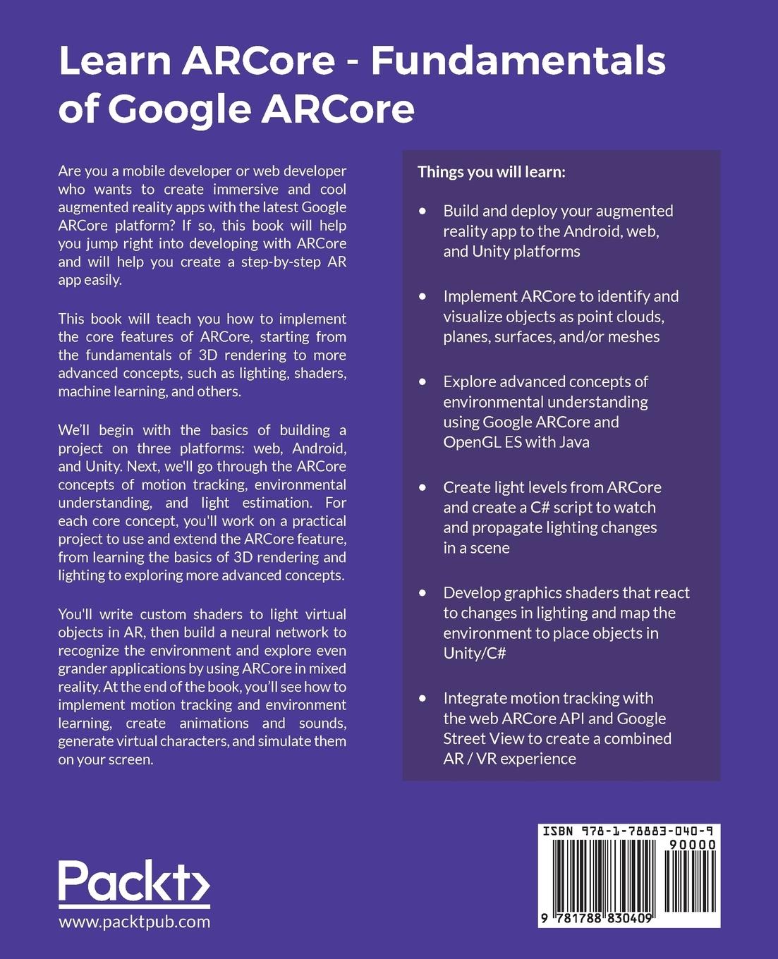 Rückseitencover Learn ARCore - Fundamentals of Google ARCore