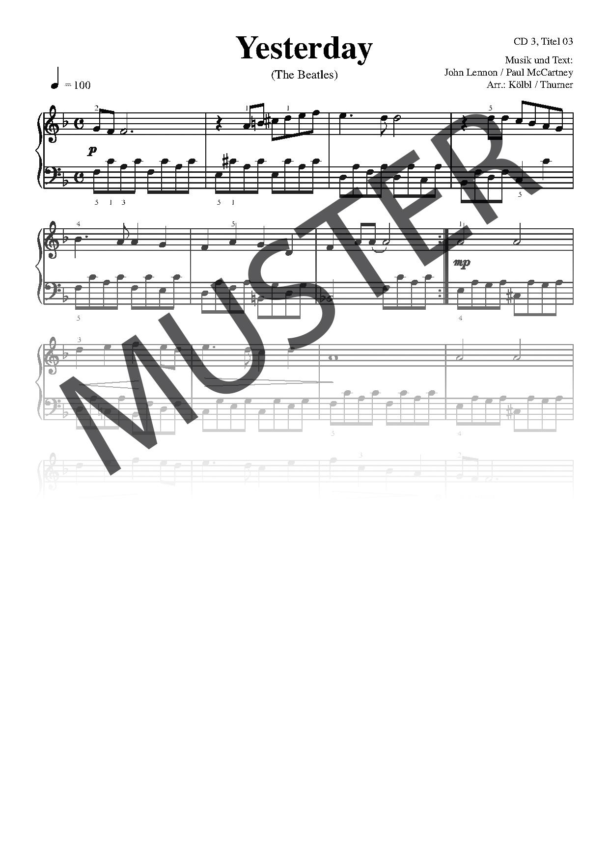 Beispielinhalt (Bild) Piano Piano. Notenbuch