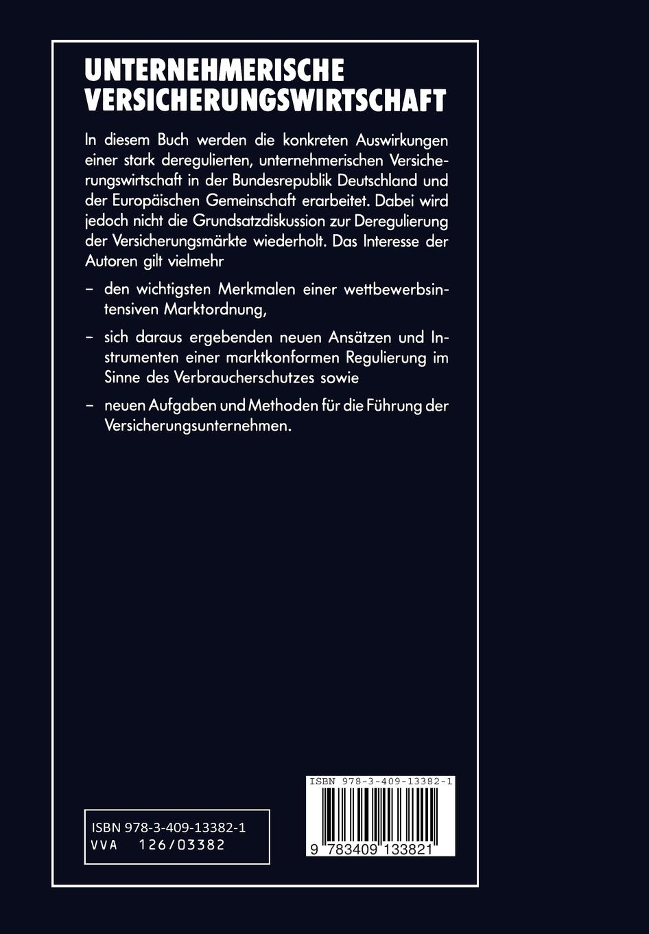 Rückseitencover Unternehmerische Versicherungswirtschaft