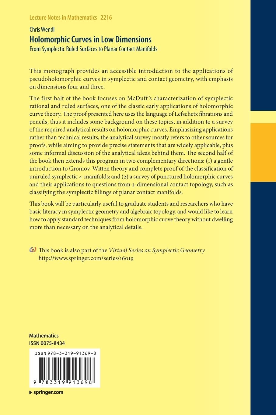 Rückseitencover Holomorphic Curves in Low Dimensions