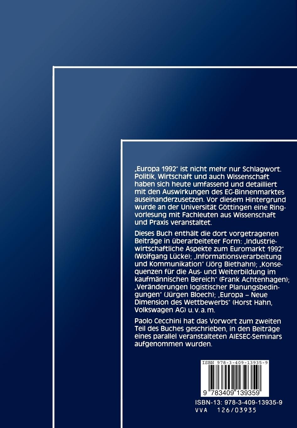 Rückseitencover Europäische Wirtschaft der 90er Jahre