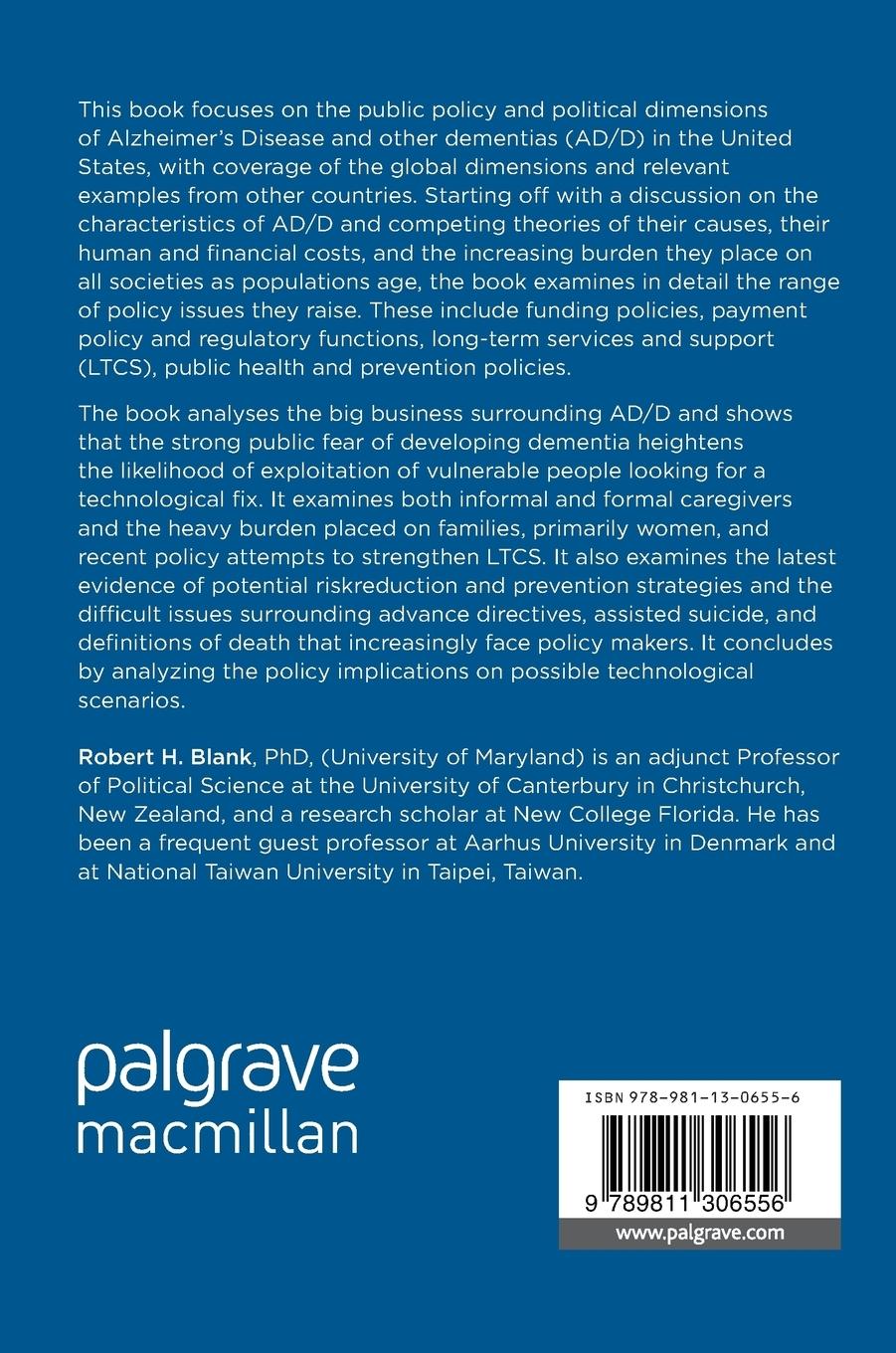 Rückseitencover Social & Public Policy of Alzheimer's Disease in the United States