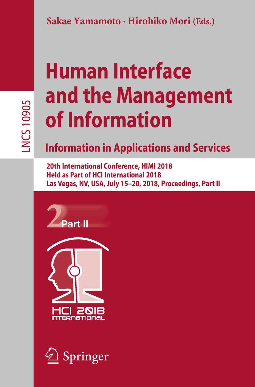 Vorderes Coverbild Human Interface and the Management of Information. Information in Applications and Services