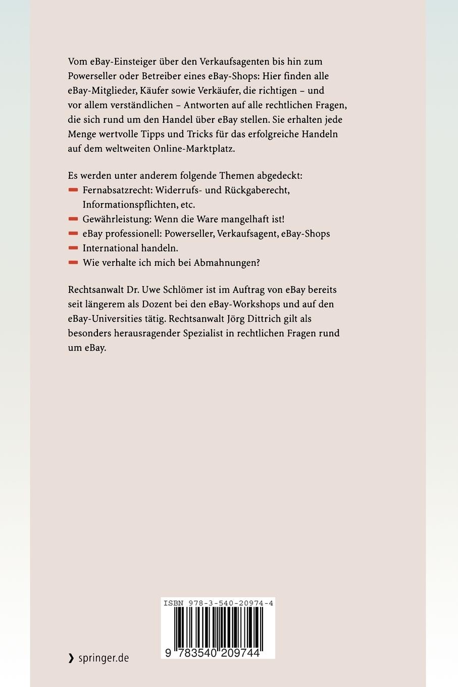 Rückseitencover eBay & Recht