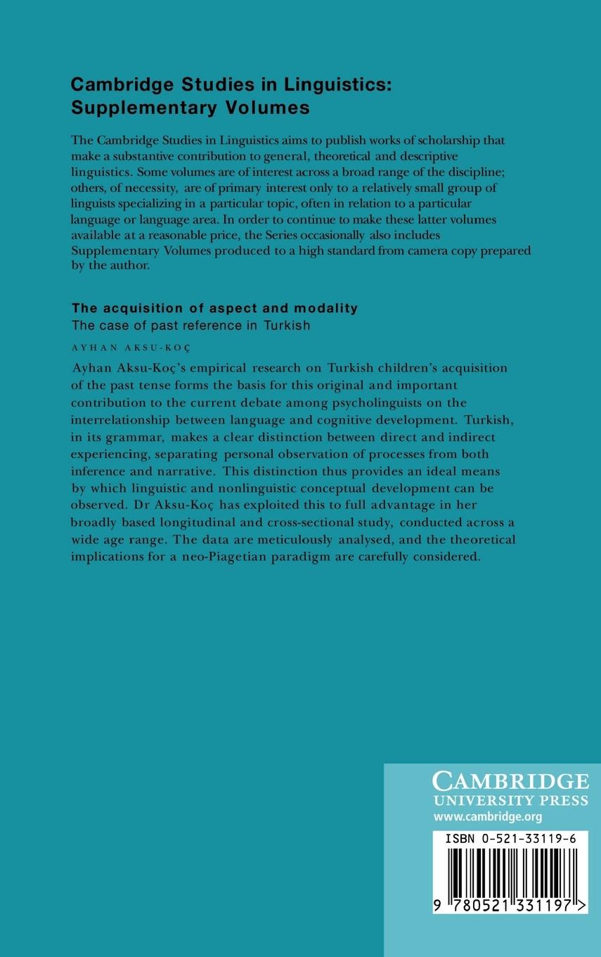 Rückseitencover The Acquisition of Aspect and Modality