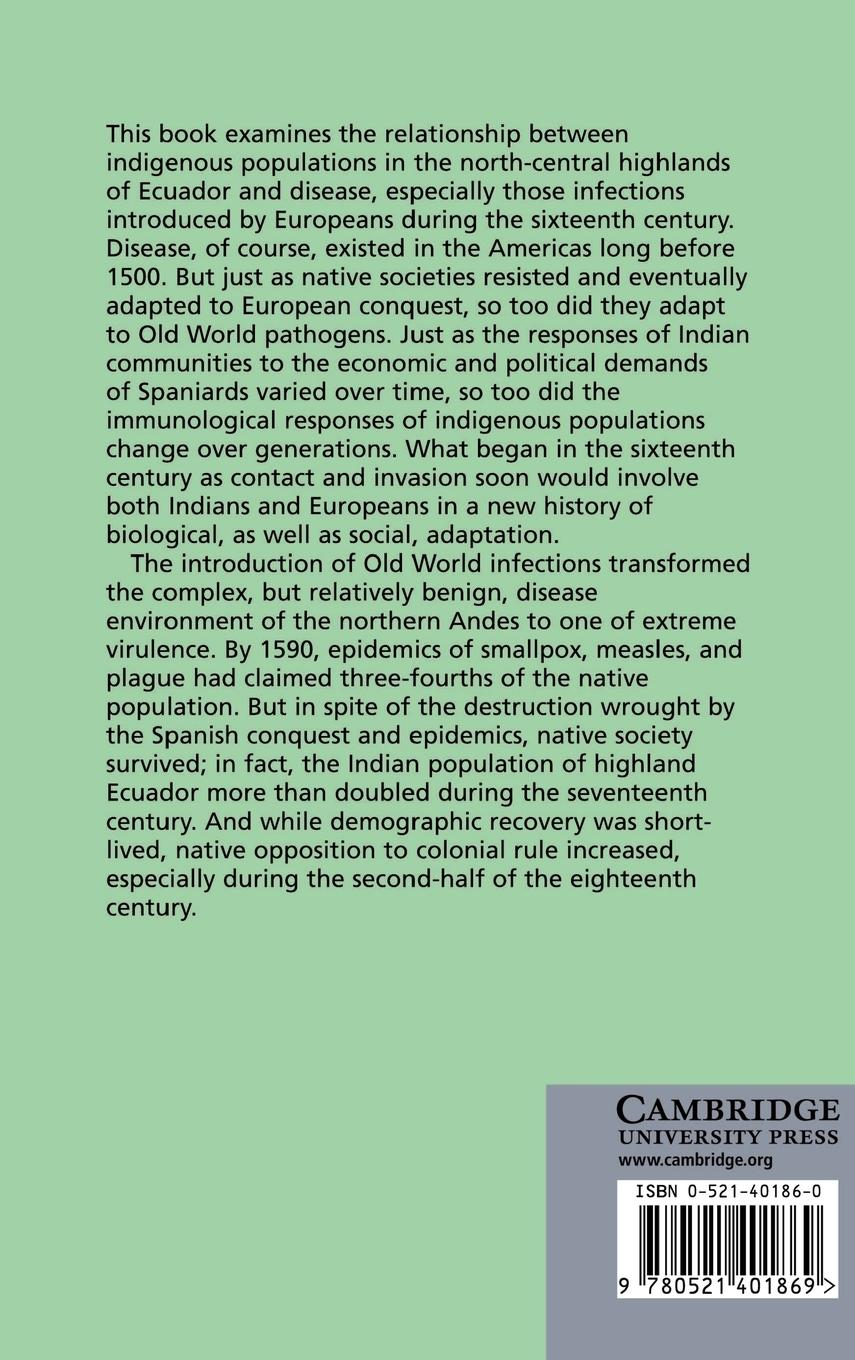 Rückseitencover Native Society and Disease in Colonial Ecuador