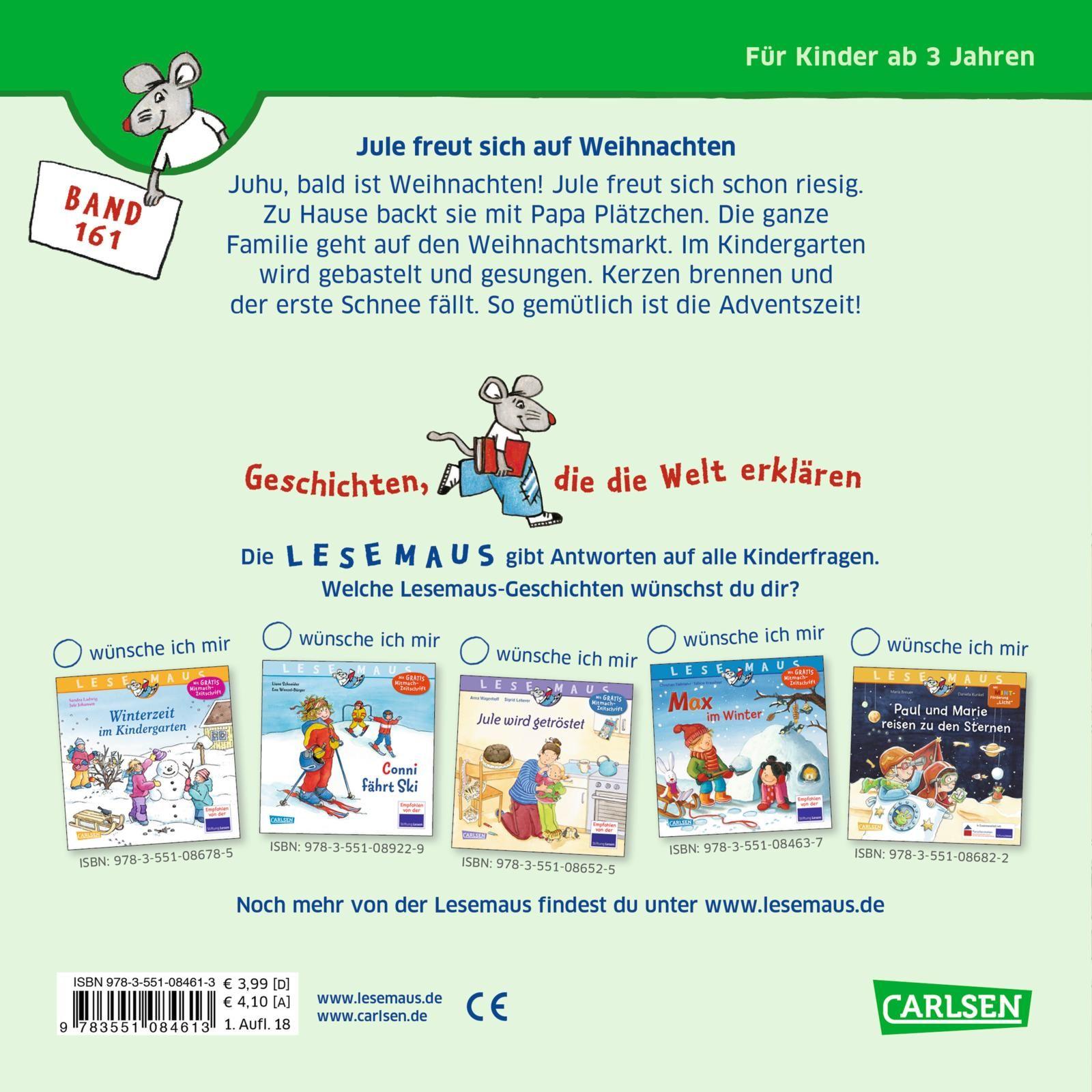 Rückseitencover LESEMAUS 161: Jule freut sich auf Weihnachten