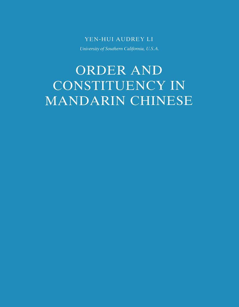Vorderes Coverbild Order and Constituency in Mandarin Chinese