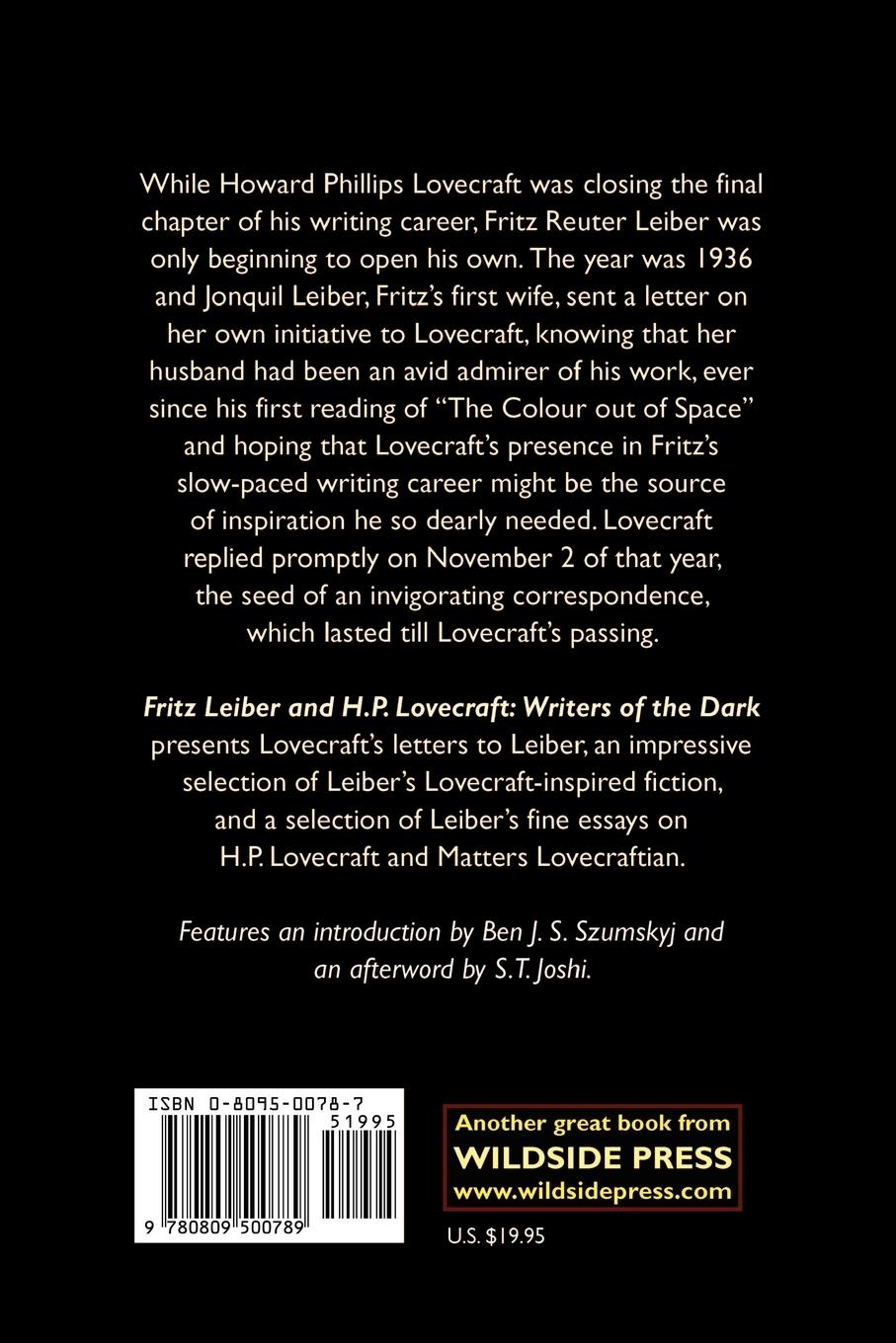 Rückseitencover Fritz Leiber and H.P. Lovecraft