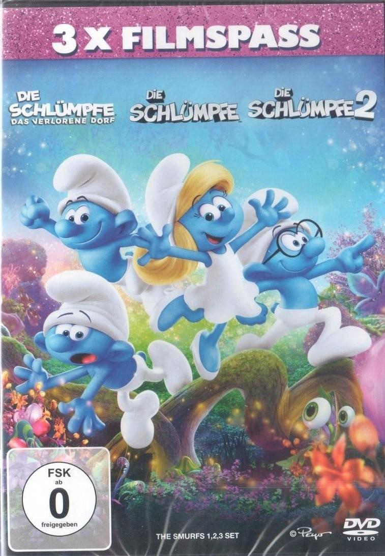 Vorderes Coverbild Die Schlümpfe 1 + 2 + Das verlorene Dorf