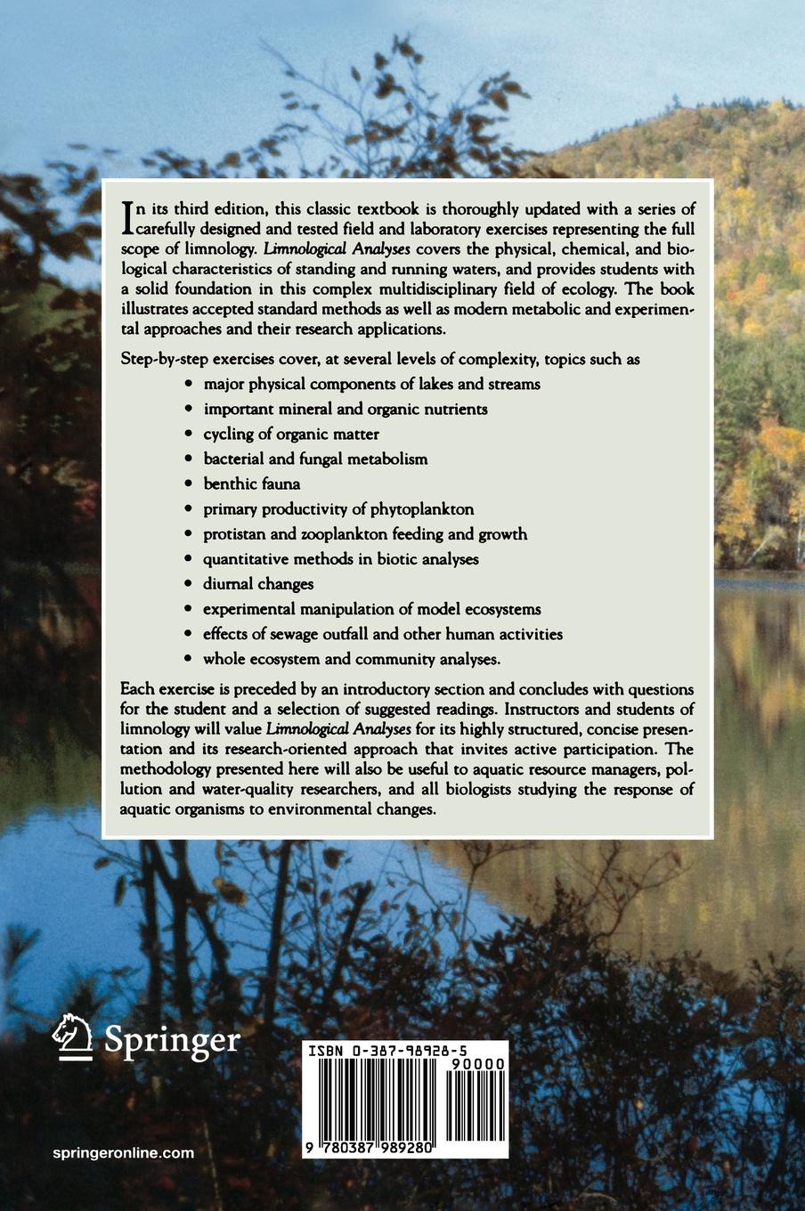 Rückseitencover Limnological Analyses