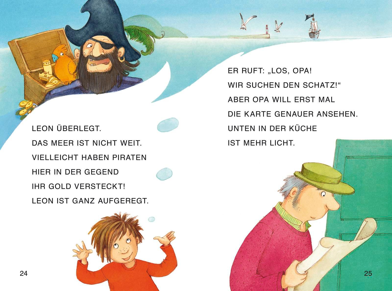 Beispielinhalt (Bild) Duden Leseprofi - DIE GEHEIMNISVOLLE SCHATZKARTE, Erstes Lesen