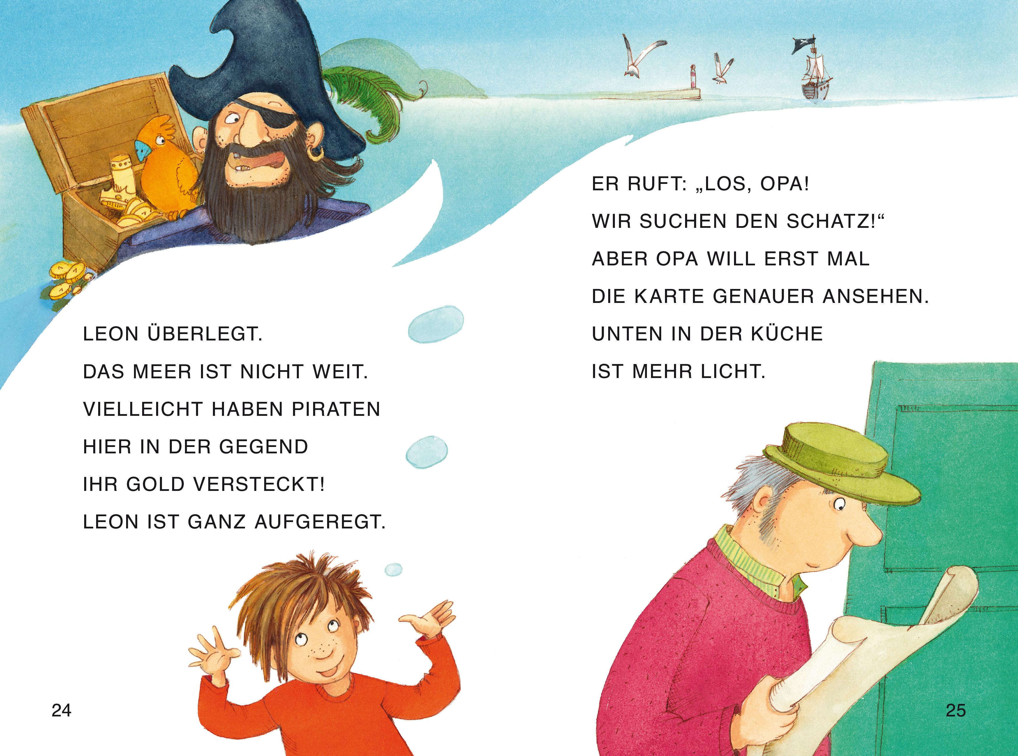 Beispielinhalt (Bild) Duden Leseprofi - DIE GEHEIMNISVOLLE SCHATZKARTE, Erstes Lesen
