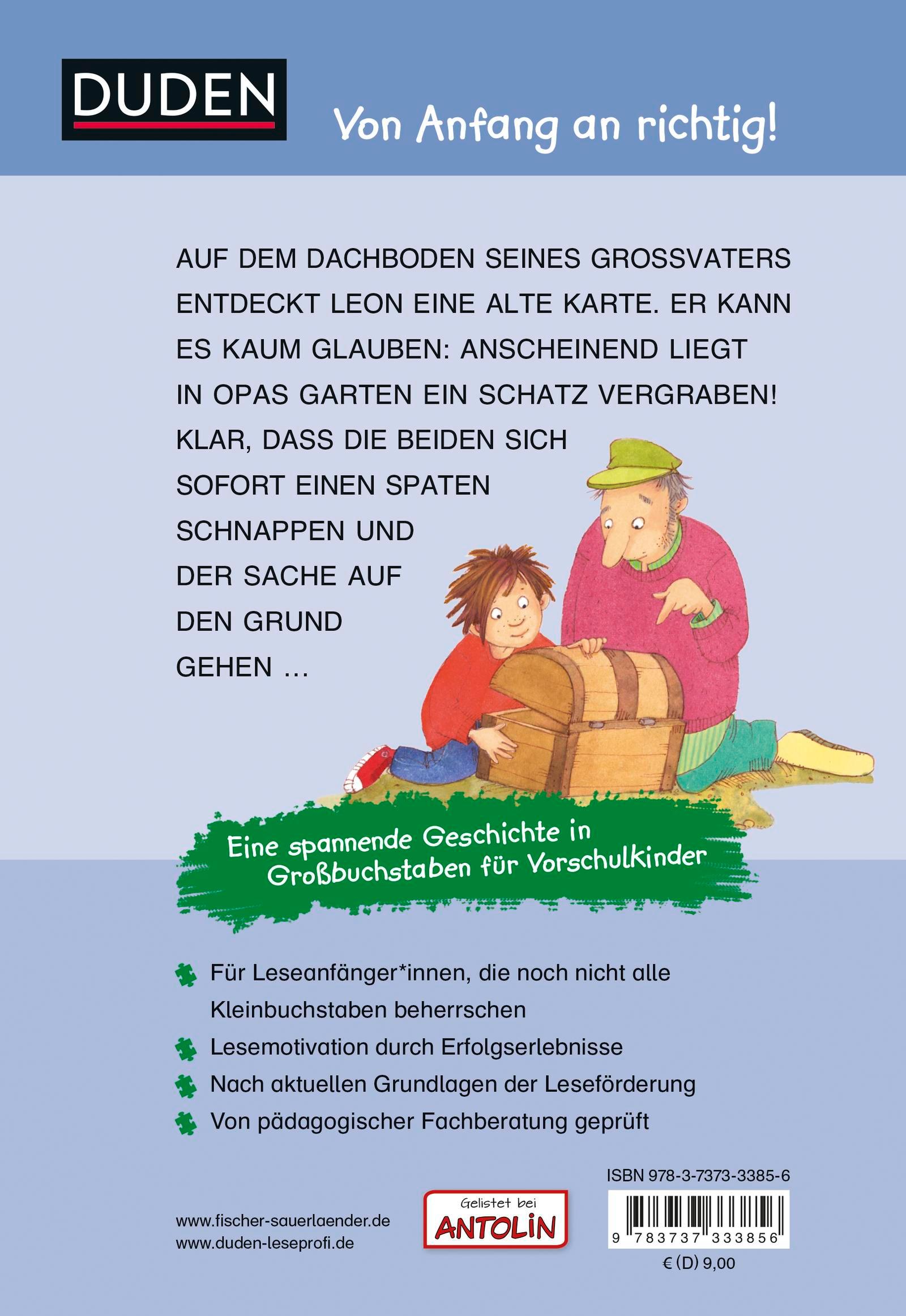 Rückseitencover Duden Leseprofi - DIE GEHEIMNISVOLLE SCHATZKARTE, Erstes Lesen