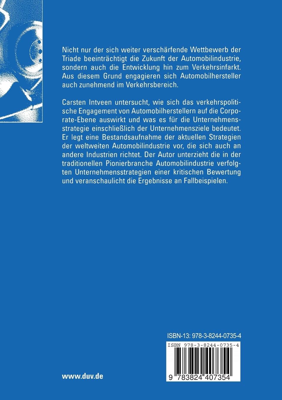 Rückseitencover Unternehmensstrategien internationaler Automobilhersteller