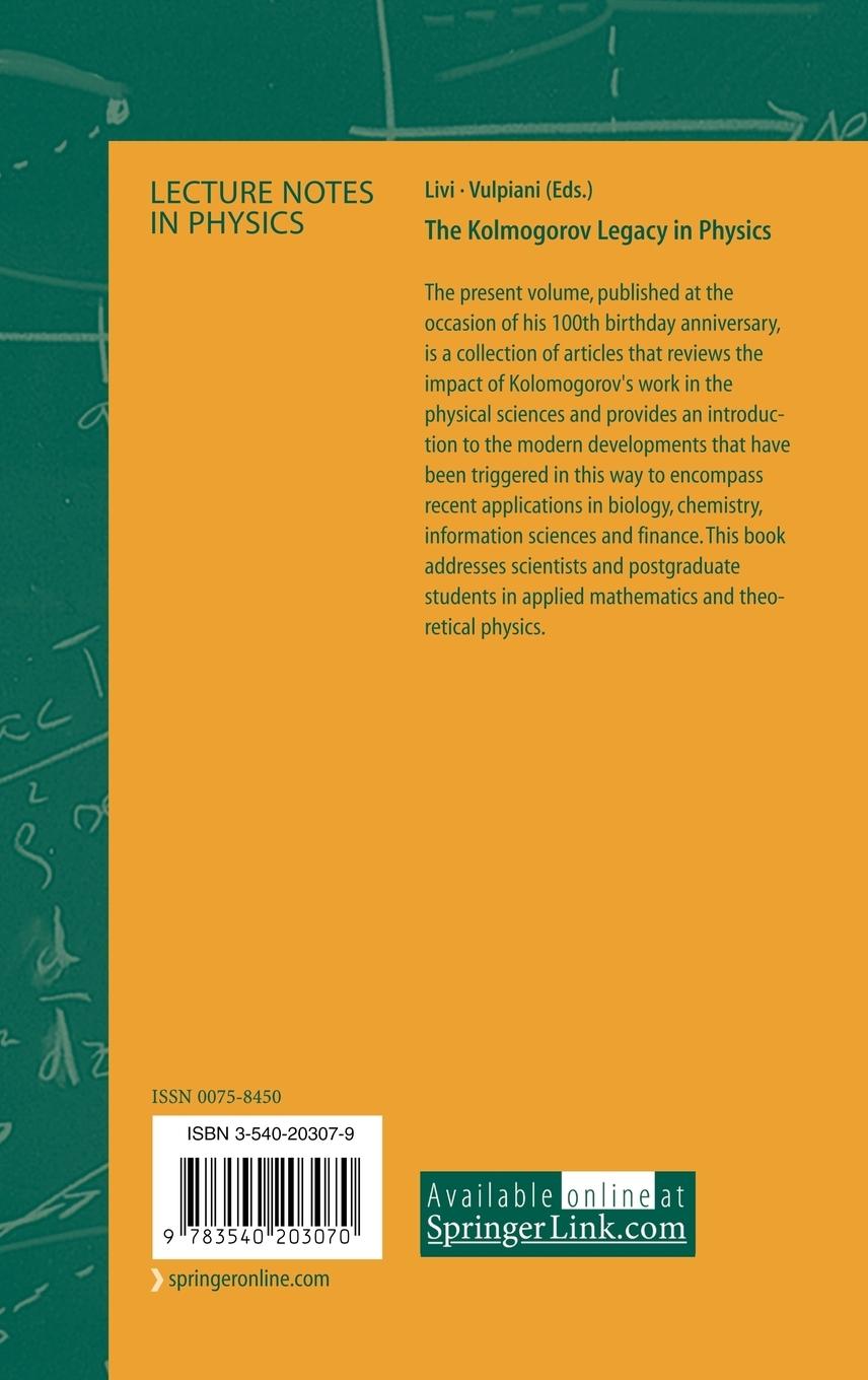 Rückseitencover The Kolmogorov Legacy in Physics