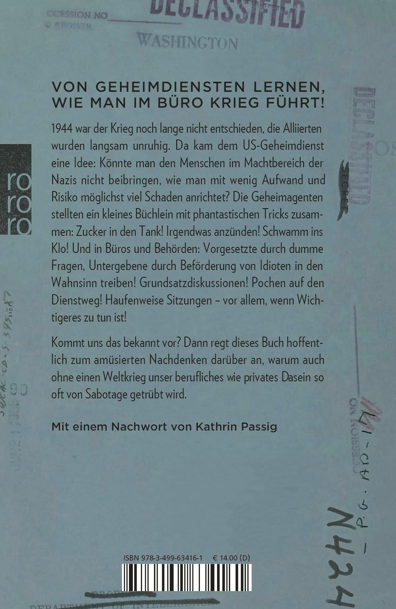 Rückseitencover Das kleine Sabotage-Handbuch von 1944
