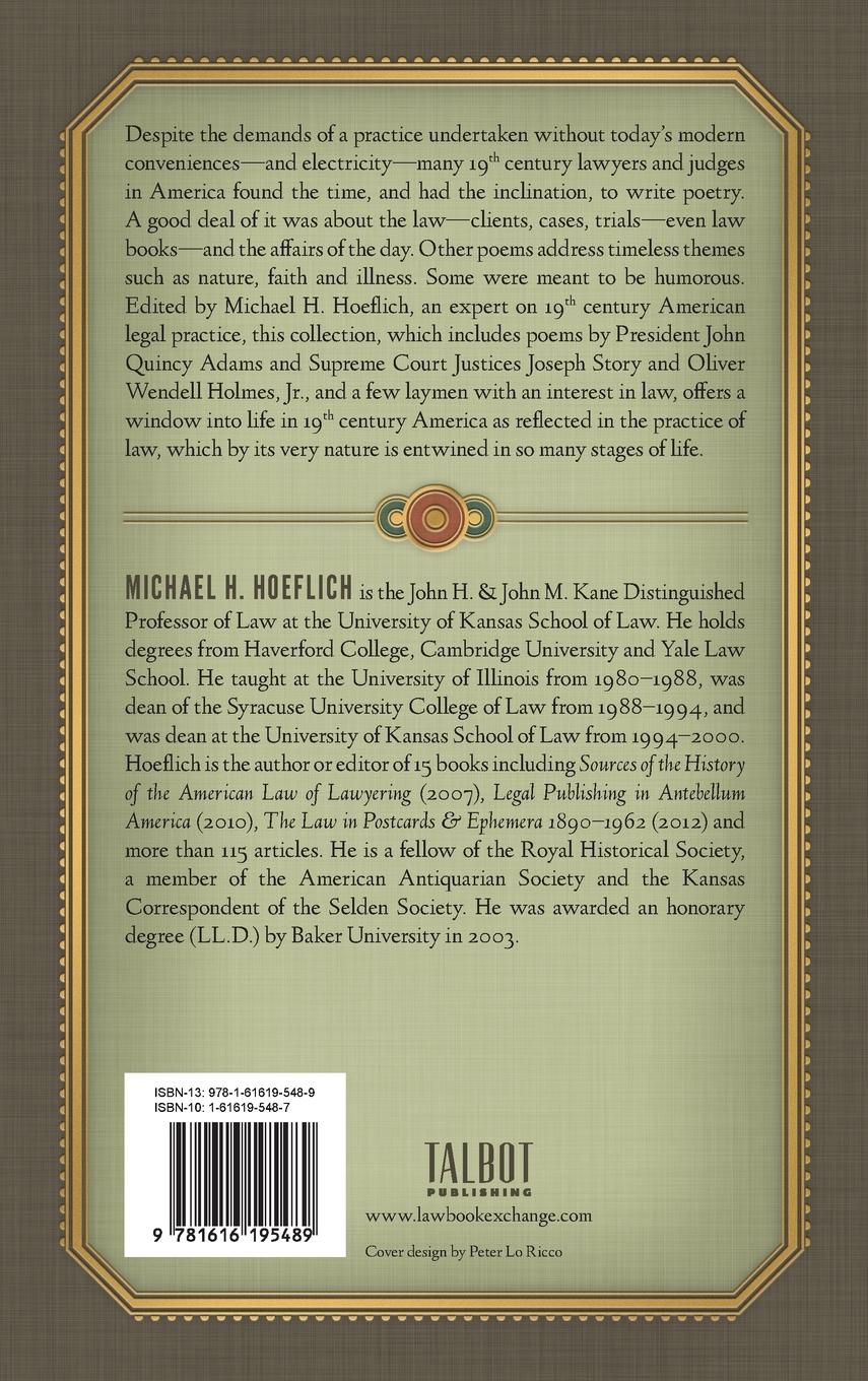 Rückseitencover Anthology of Nineteenth Century American Legal Poetry