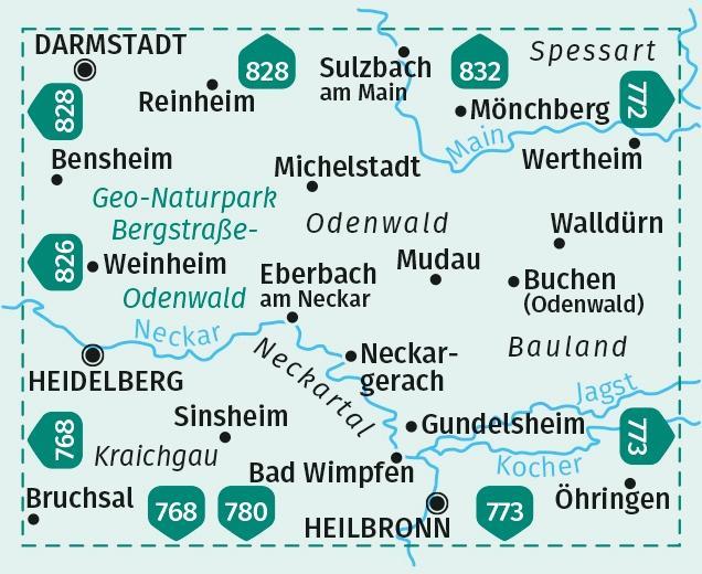 Beispielinhalt (Bild) Bergstraße-Odenwald, Neckartal, Geo-Naturpark Bergstraße-Odenwald 1 : 50 000