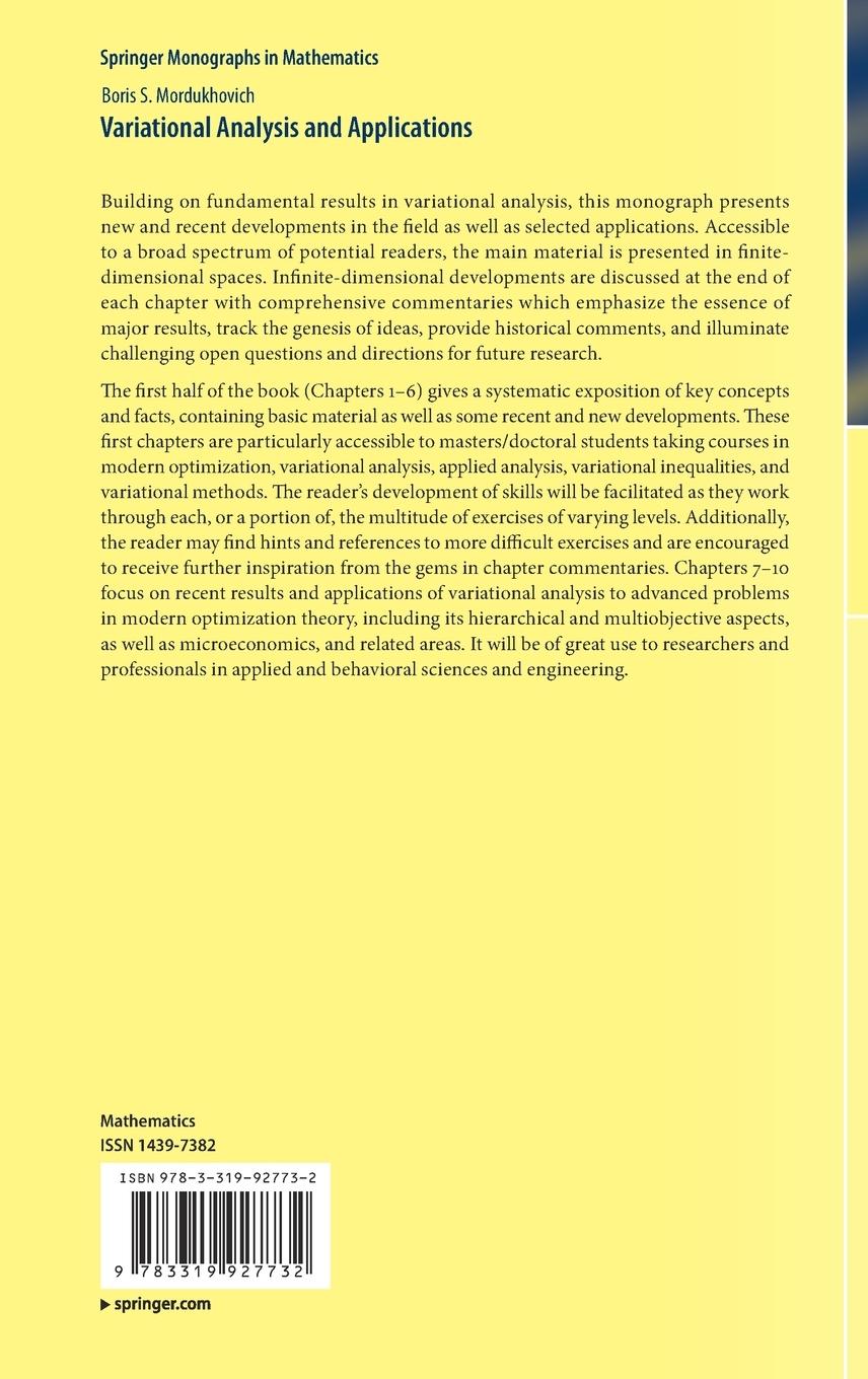 Rückseitencover Variational Analysis and Applications