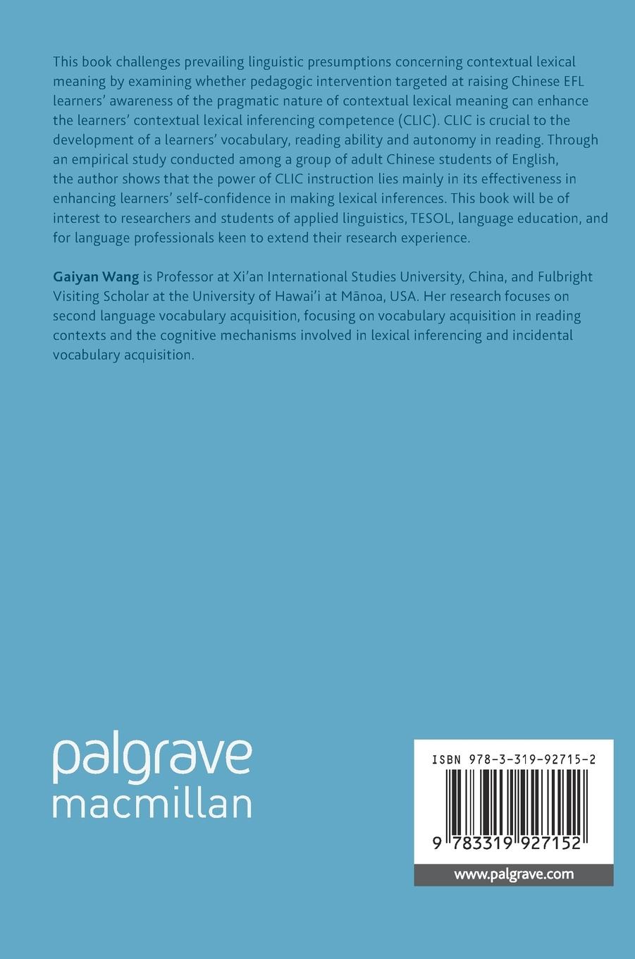 Rückseitencover Using Pedagogic Intervention to Cultivate Contextual Lexical Competence in L2