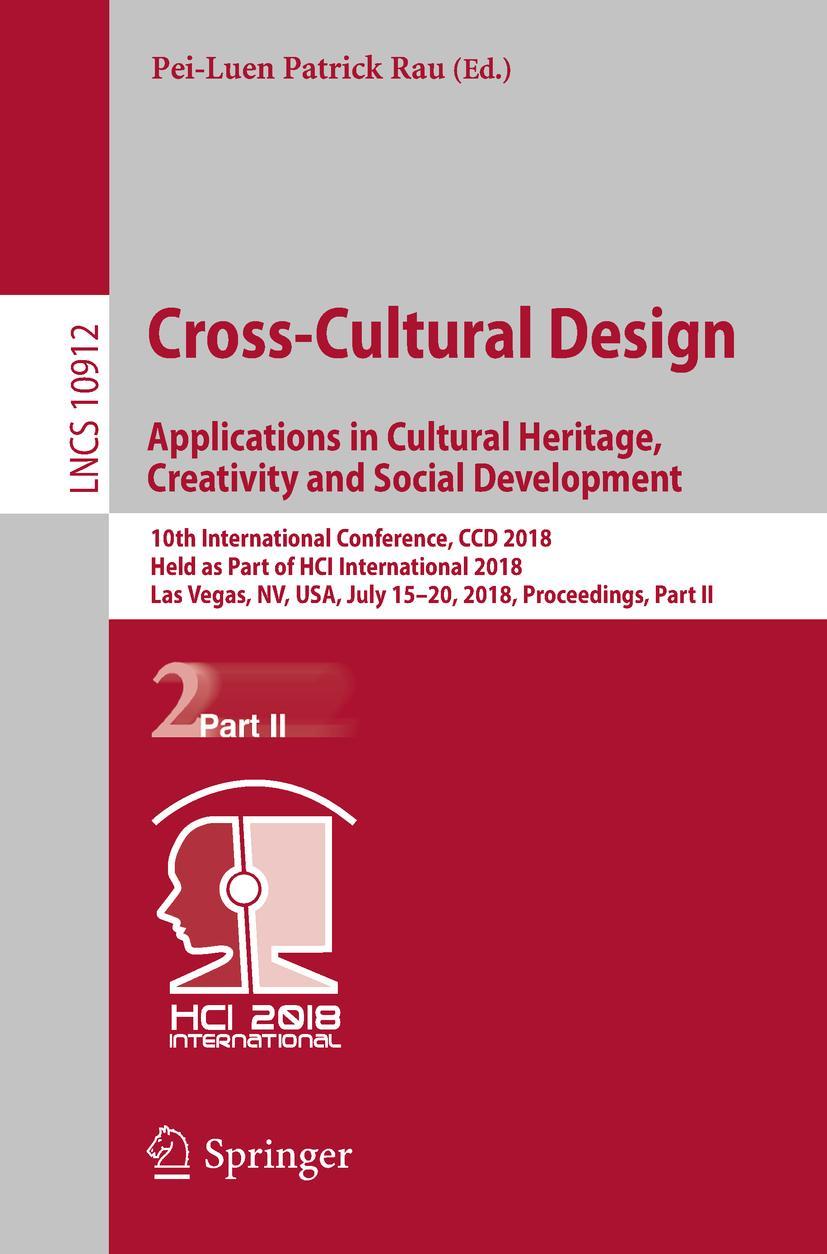 Vorderes Coverbild Cross-Cultural Design. Applications in Cultural Heritage, Creativity and Social Development