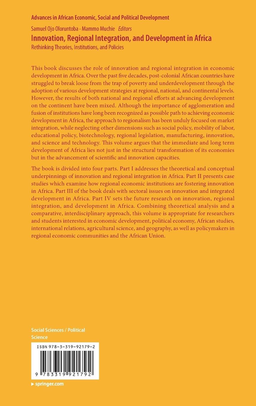Rückseitencover Innovation, Regional Integration, and Development in Africa
