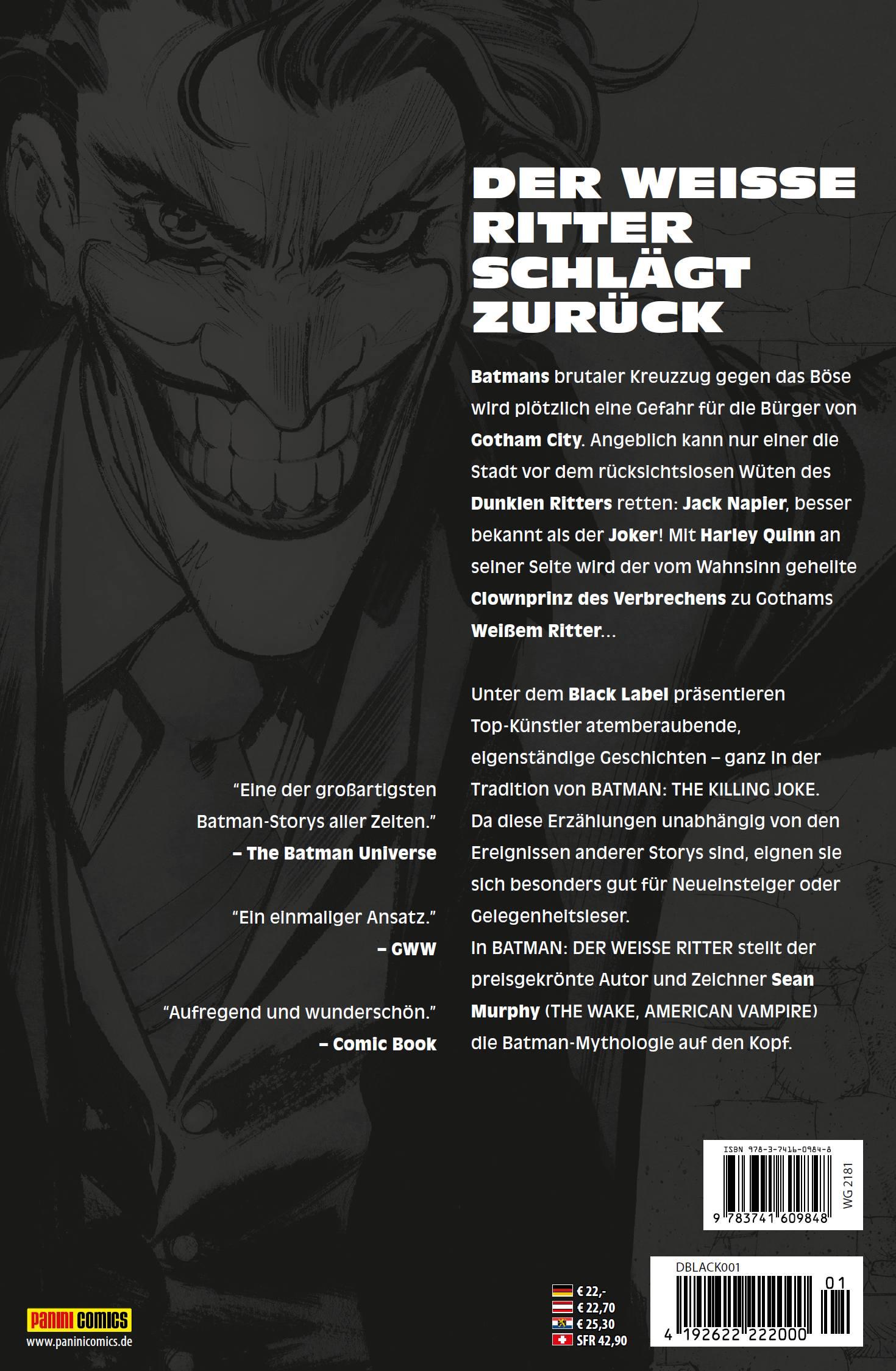 Rückseitencover Batman: Der Weiße Ritter