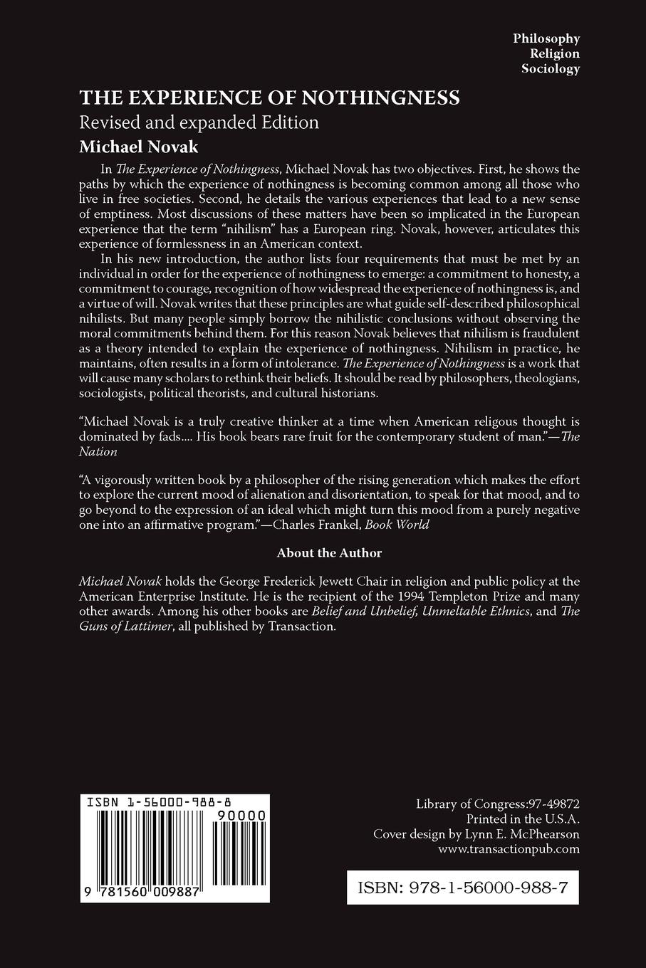 Rückseitencover The Experience of Nothingness