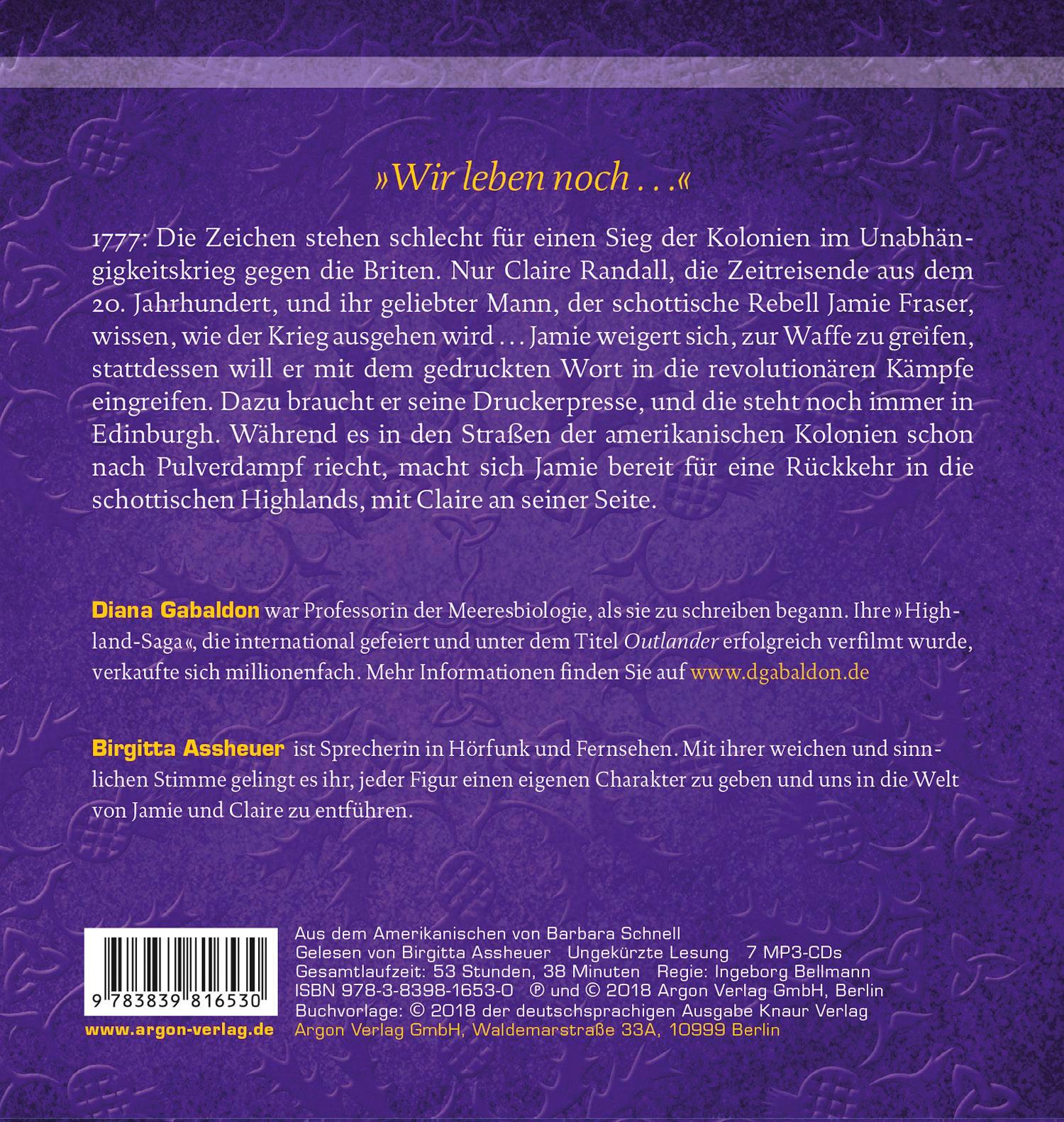 Rückseitencover Outlander - Echo der Hoffnung